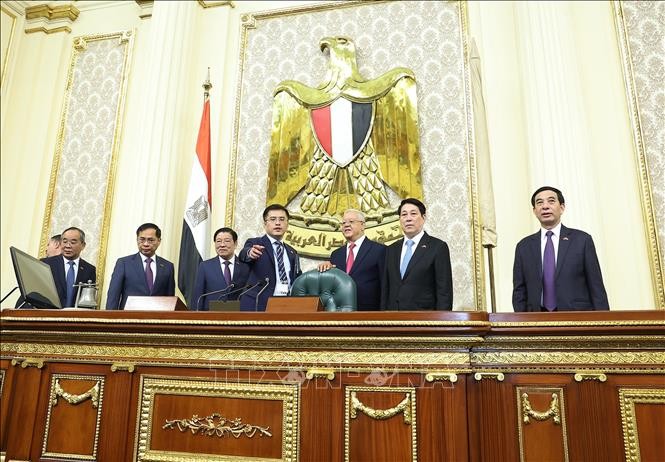 Chủ tịch nước Lương Cường và Chủ tịch Hạ viện Ai Cập Hanafy El-Gebaly tham quan trụ sở Hạ viện Ai Cập. Chủ tịch nước Lương Cường và Chủ tịch Hạ viện Ai Cập Hanafy El-Gebaly tham quan trụ sở Hạ viện Ai Cập.