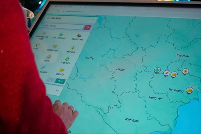 Bản đồ số giúp người dùng tìm kiếm nông sản theo từng tỉnh thành, qua đó hiểu rõ hơn sự đa dạng của nông sản Việt.