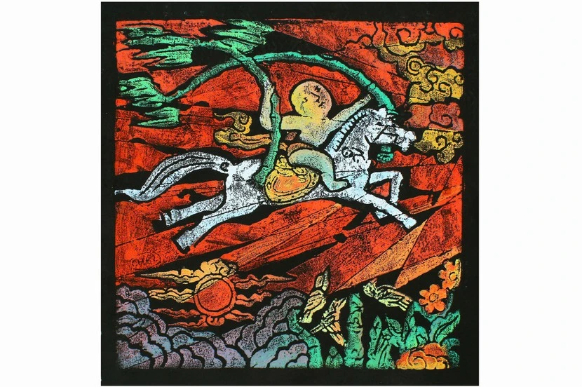 "Gióng", Trần Khánh Chương, giấy, khắc thạch cao