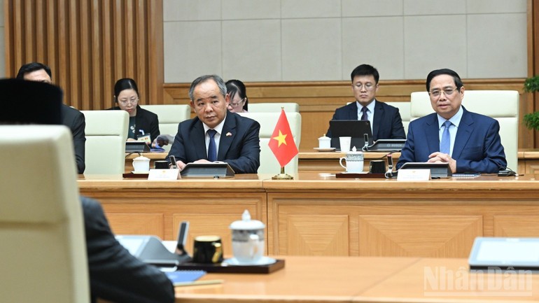 Thủ tướng Chính phủ Phạm Minh Chính phát biểu ý kiến tại cuộc hội kiến.