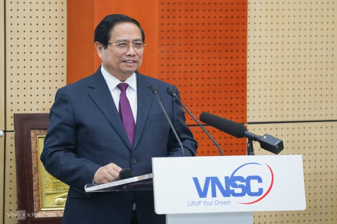 Thủ tướng Phạm Minh Chính phát biểu tại Lễ khánh thành Trung tâm Vũ trụ Việt Nam, ngày 13/3/2026.
