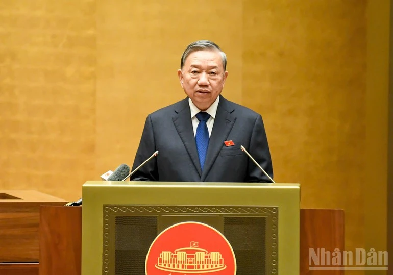 Tổng Bí thư Tô Lâm phát biểu tại hội trường Quốc hội chiều 4/11.