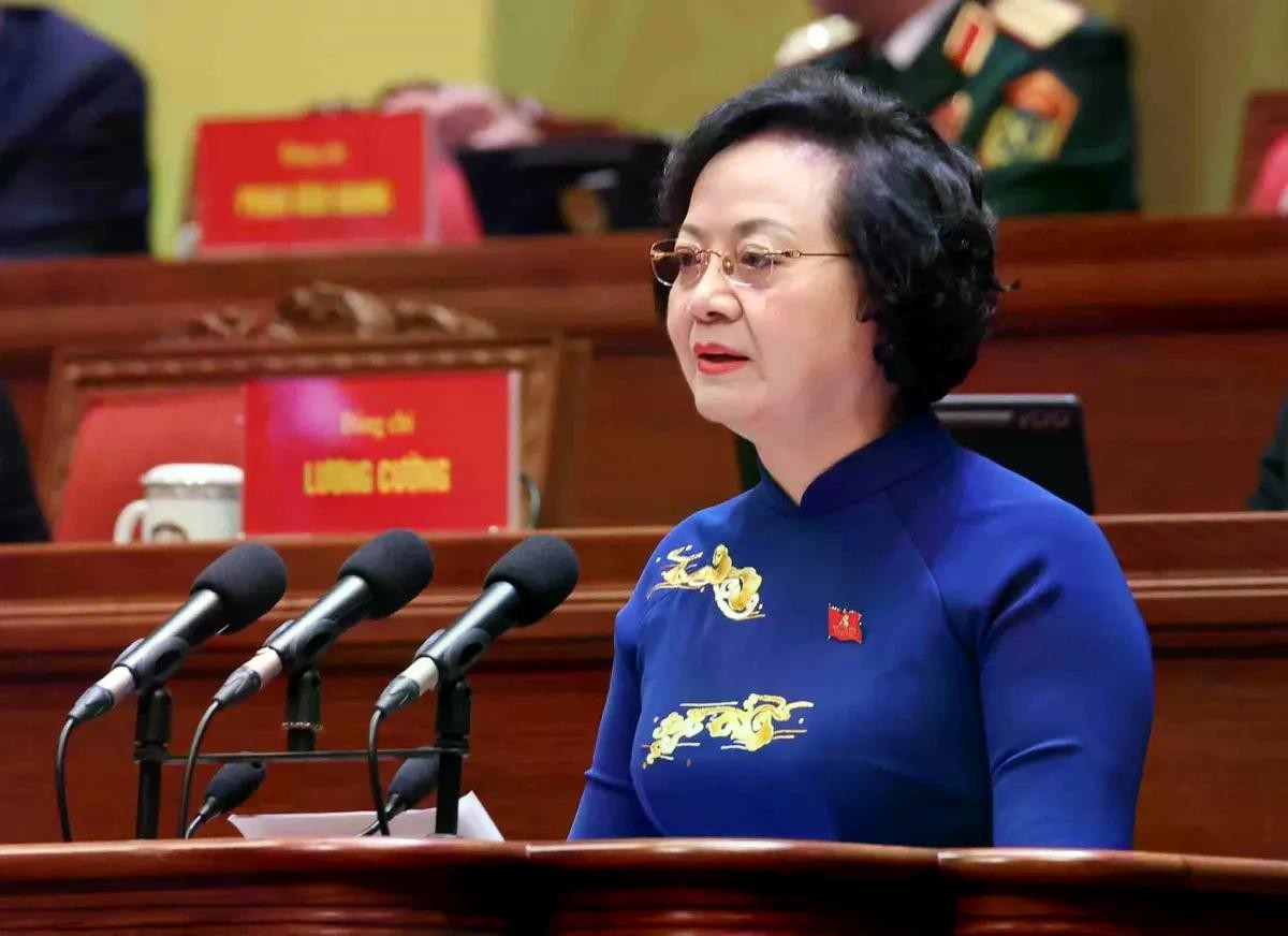 Phó Thủ tướng Chính phủ Phạm Thị Thanh Trà trình bày tham luận về vấn đề: Xây dựng Chính phủ “Kiến tạo phát triển, liêm chính, hành động quyết liệt, phục vụ Nhân dân” (Ảnh: TTXVN)