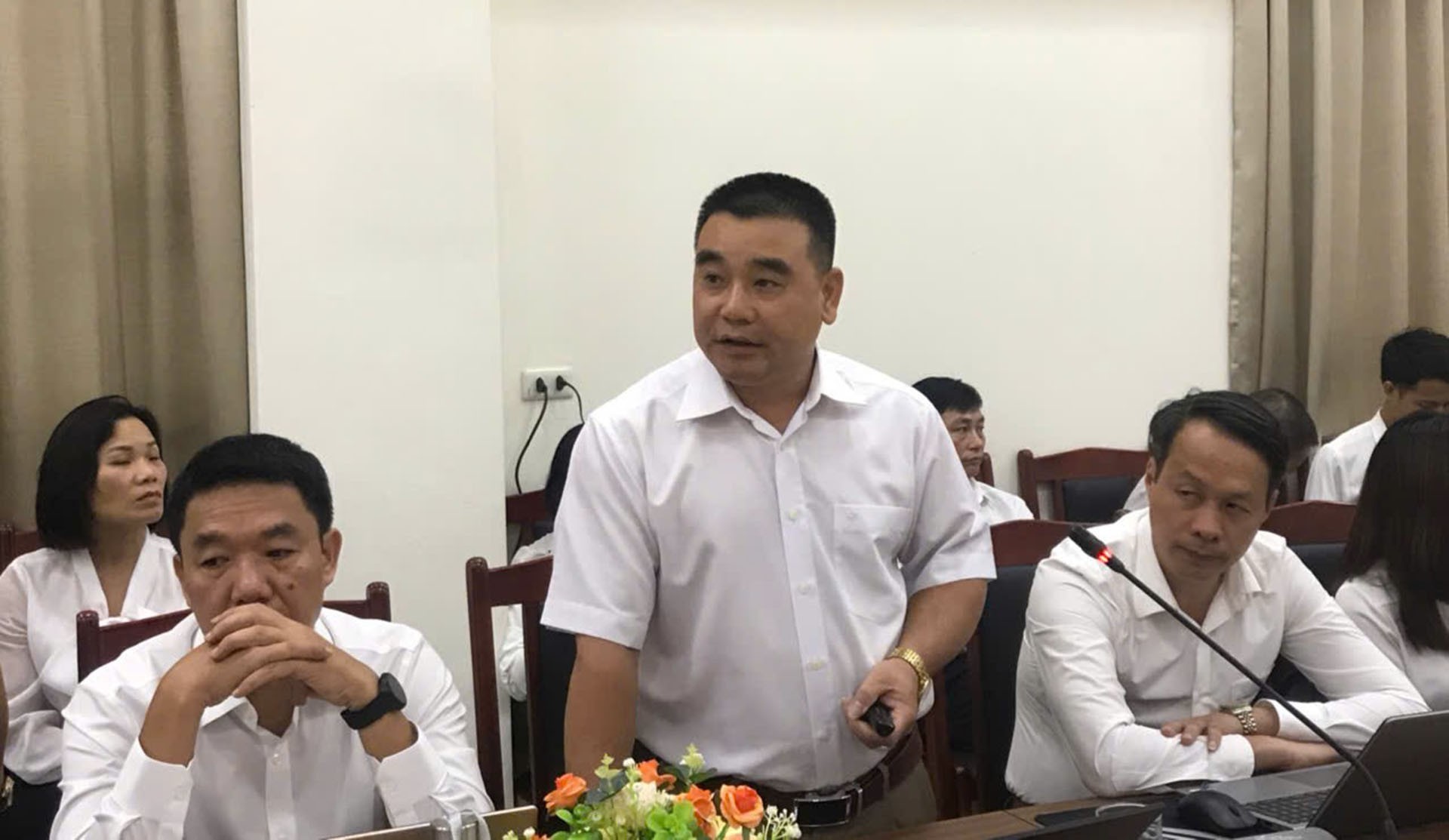 Đồng chí Đinh Khắc Tiến - Trưởng Phòng Đổi mới sáng tạo, Sở Khoa học và Công nghệ phát biểu tại buổi làm việc. 22-7-so-khoahoc6.jpg