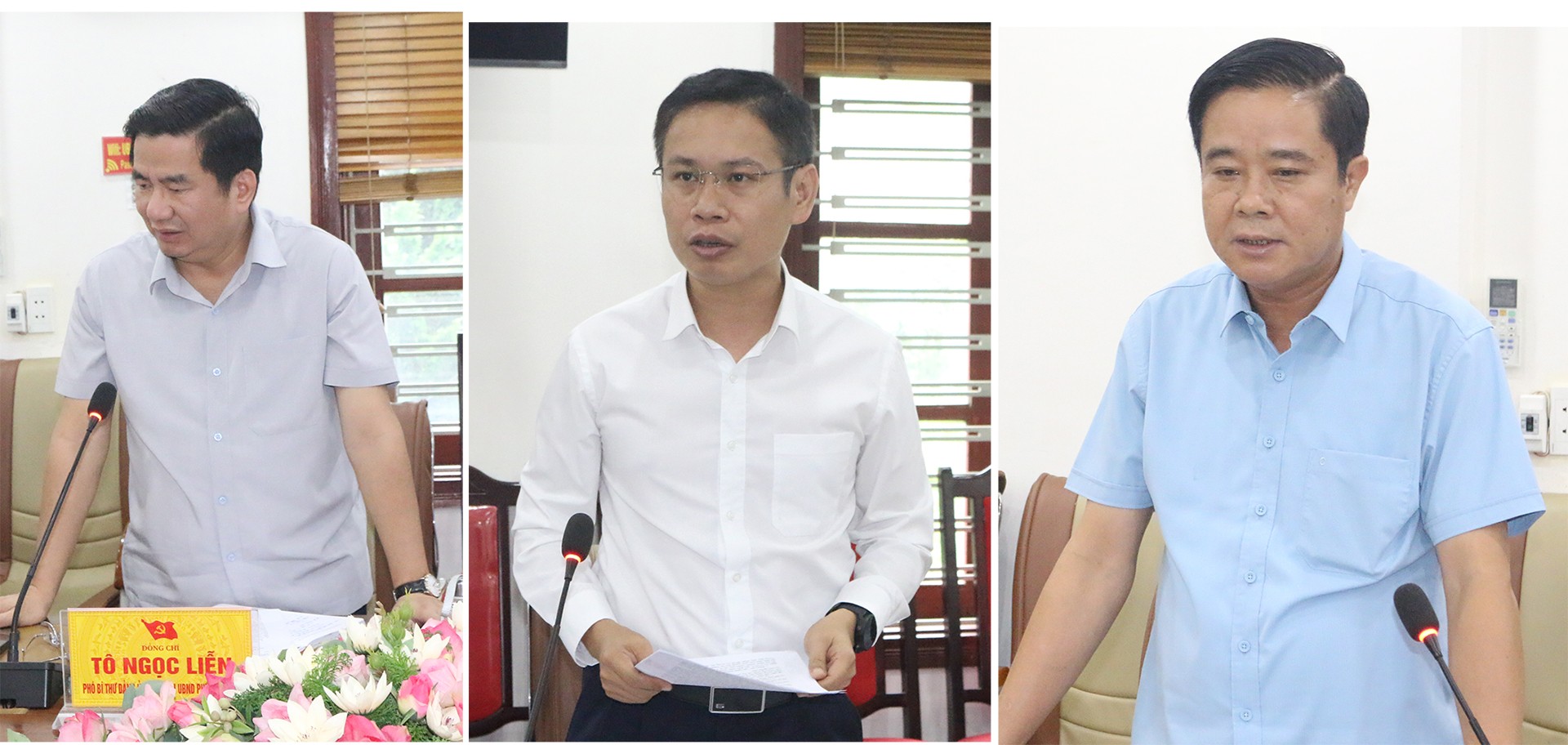 Lãnh đạo phường Sa Pa, xã Tả Van và xã Tả Phìn báo cáo tình hình phát triển kinh tế - xã hội và công tác chuẩn bị ứng phó với bão số 3 tại buổi làm việc. 22-7-ongphuoc8.jpg