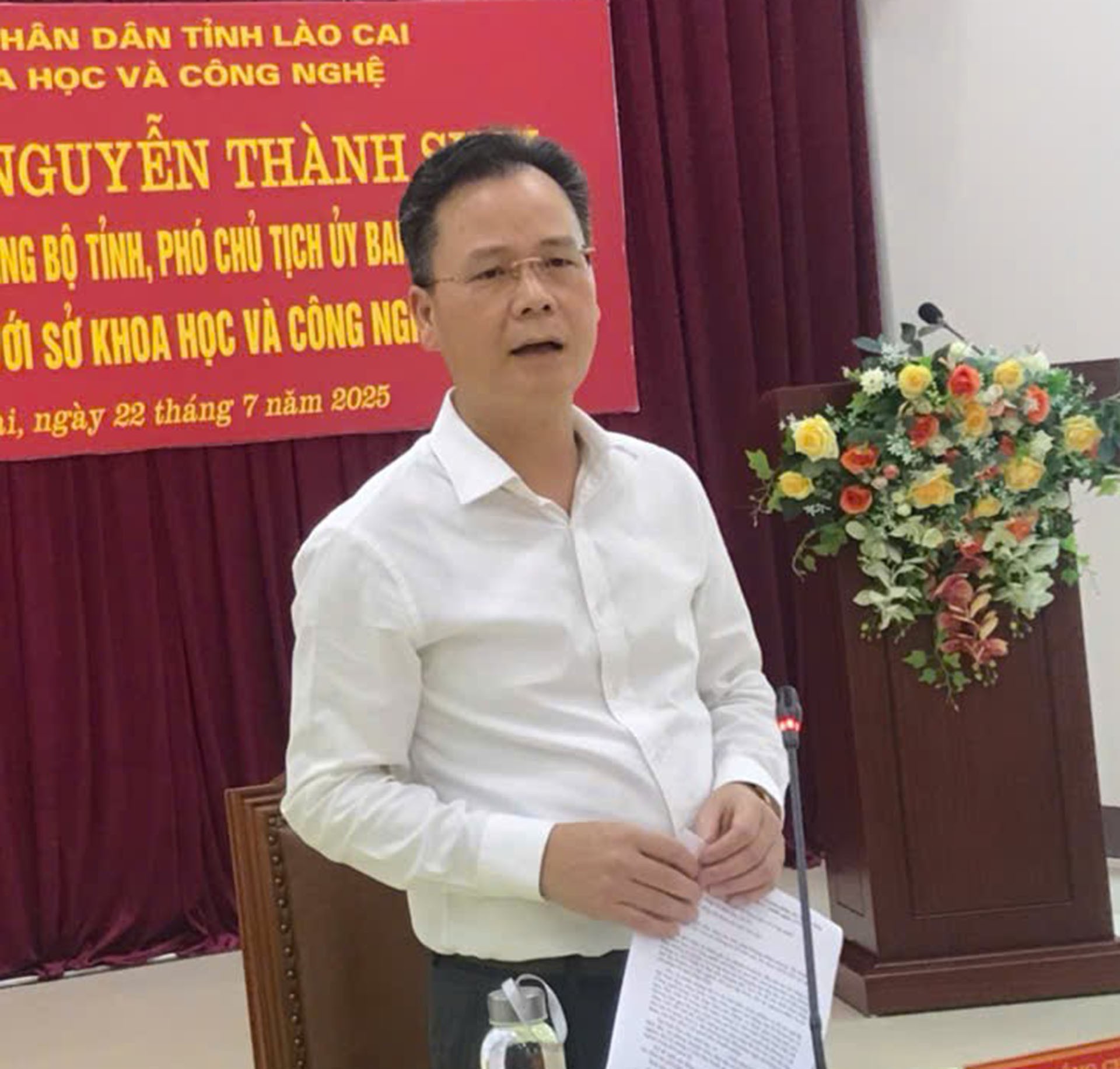 Đồng chí Nguyễn Thành Sinh - Ủy viên Ban Chấp hành Đảng bộ tỉnh, Phó Chủ tịch UBND tỉnh, Phó Trưởng Ban Chỉ đạo phát triển KHCN tỉnh phát biểu tại buổi làm việc 22-7-so-khoahoc2.jpg