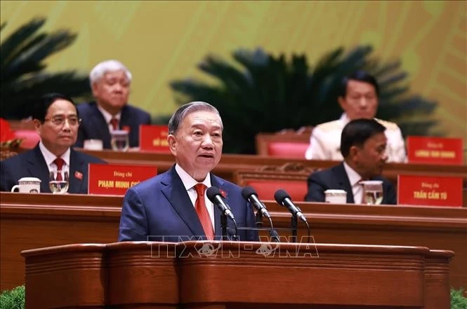 Tổng Bí thư Tô Lâm phát biểu bế mạc Đại hội XIV của Đảng.
