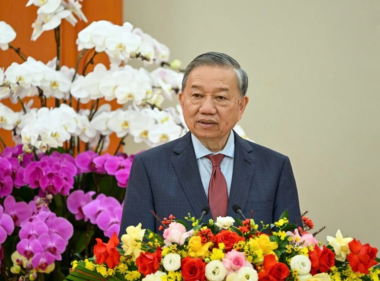 Tổng Bí thư Tô Lâm phát biểu tại buổi lễ.