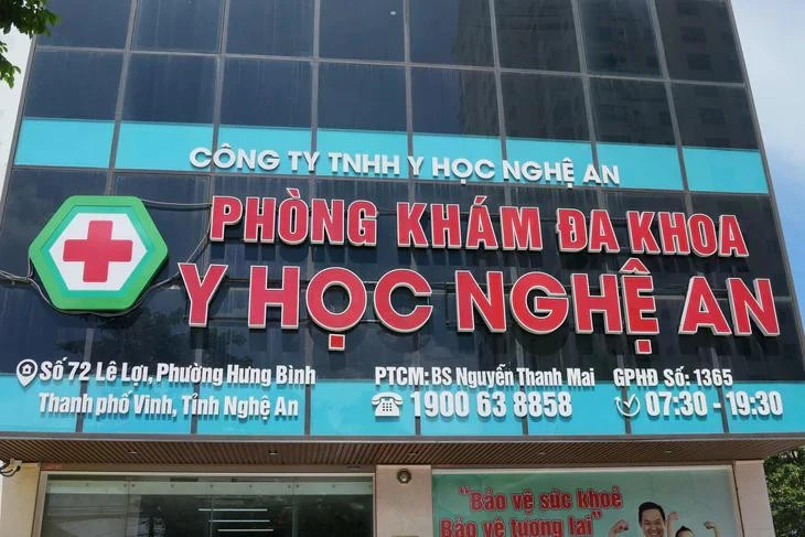 Phòng khám Đa khoa Y học Nghệ An, nơi 10 bị can bị khởi tố về tội "Lừa dối khách hàng". ẢNH: Công an cung cấp.