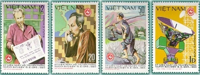 Bộ tem kỷ niệm 35 năm thành lập ngành Bưu điện.