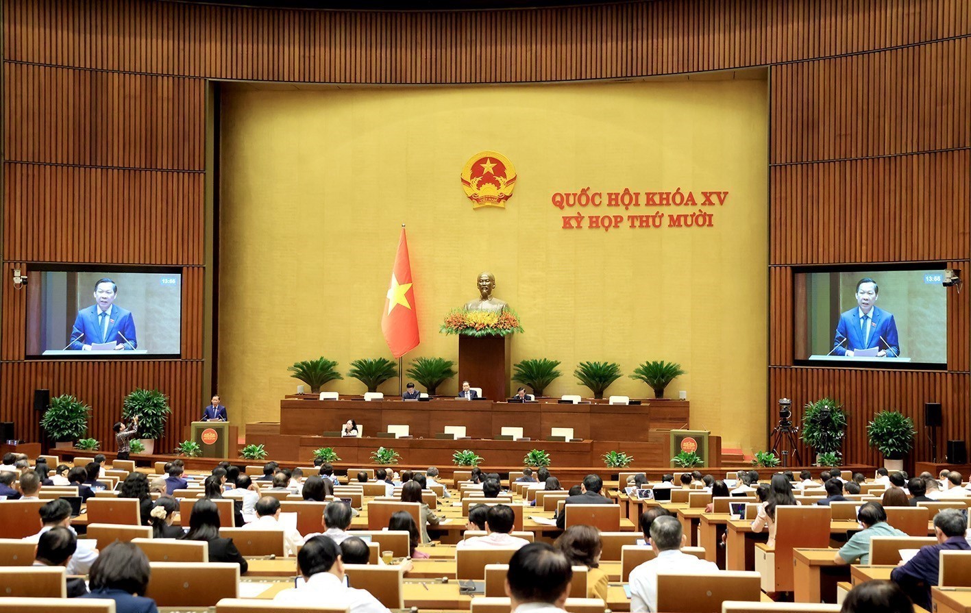 Quang cảnh phiên họp Quốc hội sáng 23/10. Quang cảnh phiên họp Quốc hội sáng 23/10.