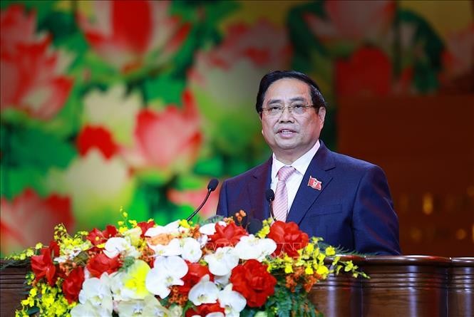 Thủ tướng Phạm Minh Chính, Chủ tịch Hội đồng Thi đua - Khen thưởng Trung ương phát biểu khai mạc Đại hội Thi đua yêu nước lần thứ XI.