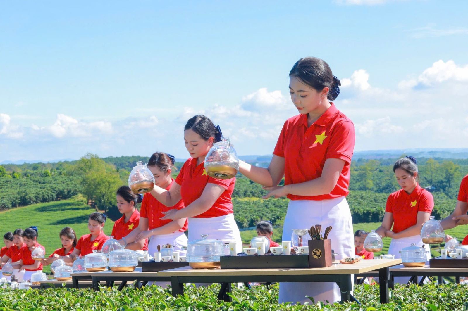 1.111 trà nương đồng diễn nghi lễ dâng trà theo phong cách Việt trà thức giữa đồi chè Bảo Lộc.