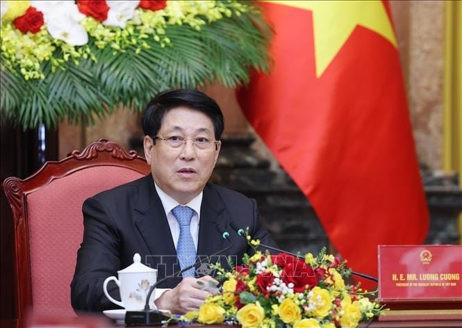 Chủ tịch nước Lương Cường phát biểu tại buổi tiếp. Chủ tịch nước Lương Cường phát biểu tại buổi tiếp.