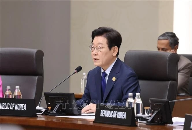 Tổng thống Hàn Quốc Lee Jae Myung phát biểu khai mạc Hội nghị Cấp cao Diễn đàn Hợp tác kinh tế châu Á - Thái Bình Dương (APEC) lần thứ 32.