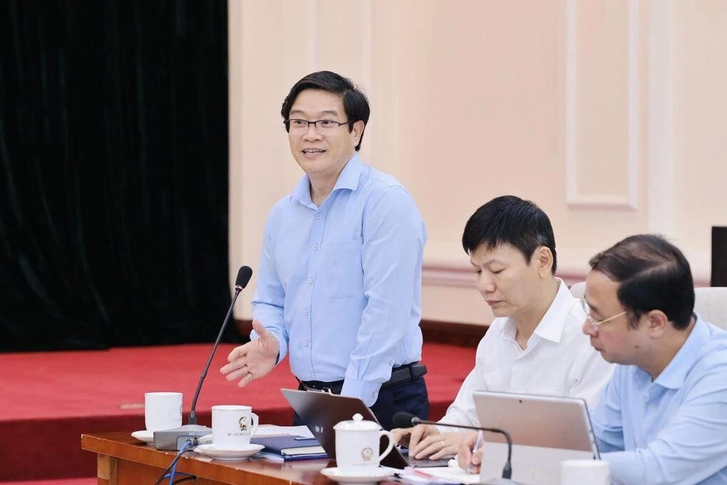Ông Thái Văn Tài, Vụ trưởng Vụ Giáo dục Phổ thông, phát biểu tại hội nghị ngày 5/8. Ảnh: MOET