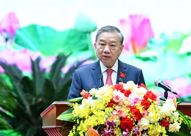 Tổng Bí thư Tô Lâm phát biểu tại phiên bế mạc.