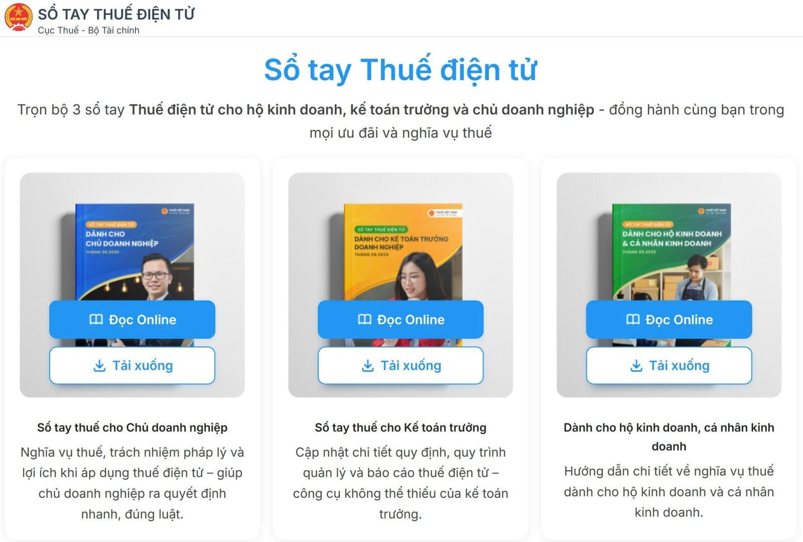 Bộ 3 cuốn Sổ tay điện tử được tích hợp trí tuệ nhân tạo (AI) hỗ trợ hỏi đáp hữu ích, giúp tra cứu và áp dụng chính sách thuế, áp dụng thủ tục hành chính thuế nhanh chóng. Bộ 3 cuốn Sổ tay điện tử được tích hợp trí tuệ nhân tạo (AI) hỗ trợ hỏi đáp hữu ích, giúp tra cứu và áp dụng chính sách thuế, áp dụng thủ tục hành chính thuế nhanh chóng.