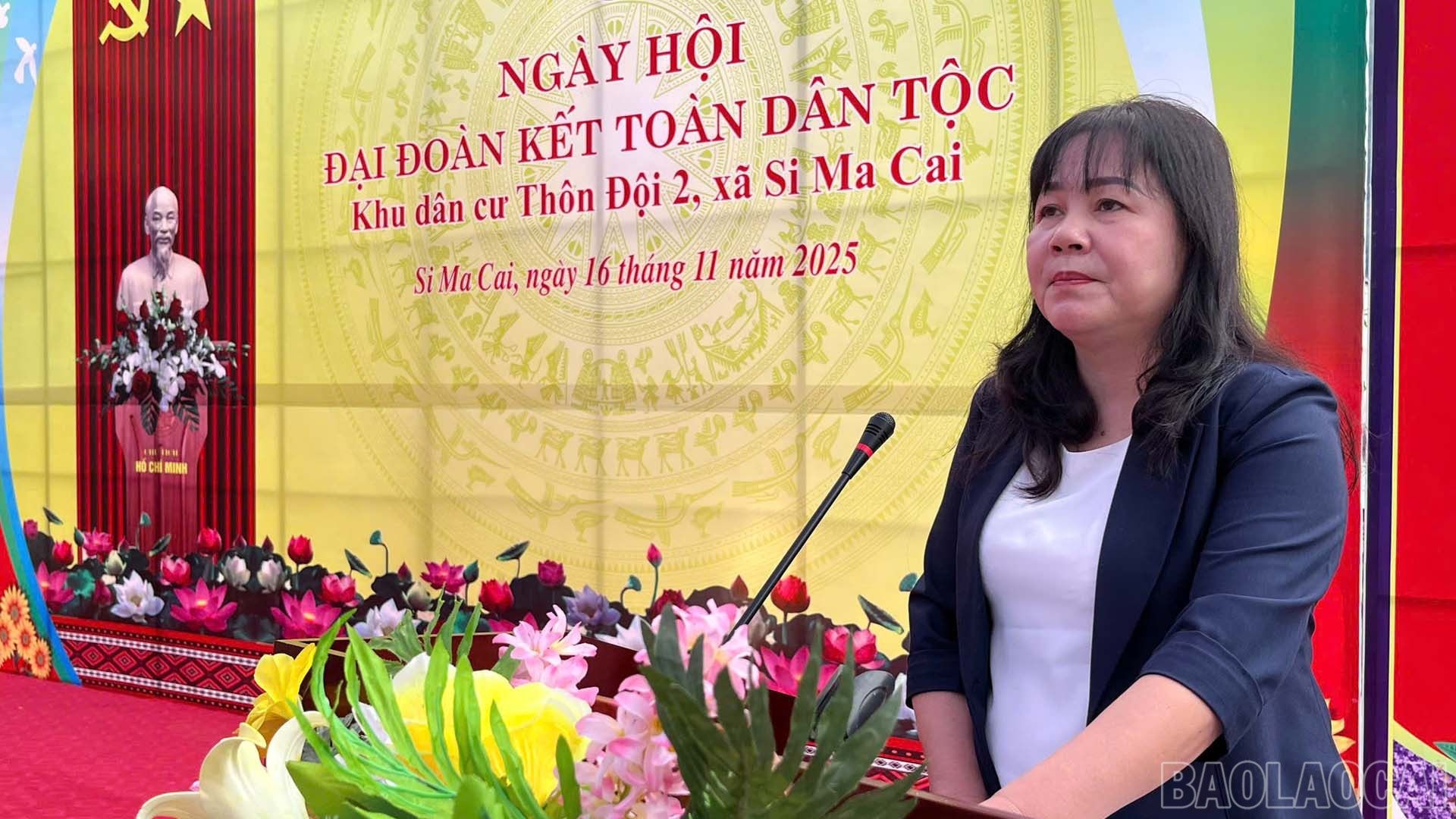 Đồng chí Hoàng Thị Thanh Bình - Phó Chủ tịch HĐND tỉnh phát biểu tại ngày hội.