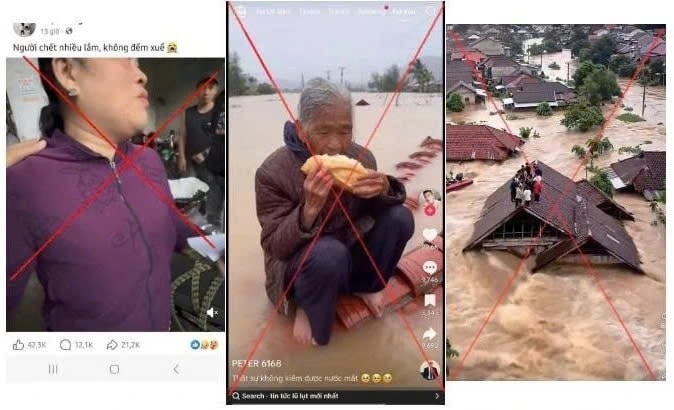 Những hình ảnh về thiên tai ở miền Trung do AI tạo ra. Ảnh: Internet