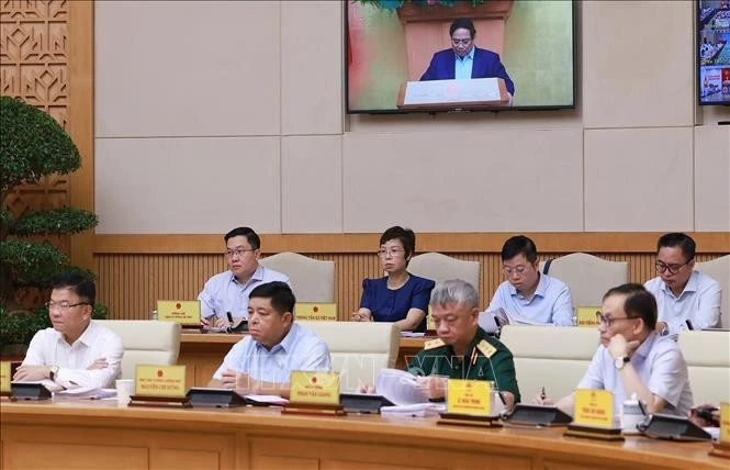Các Phó Thủ tướng và đại diện các bộ, ngành, cơ quan trực thuộc Chính phủ tham dự Phiên họp Chính phủ thường kỳ tháng 9 năm 2025.