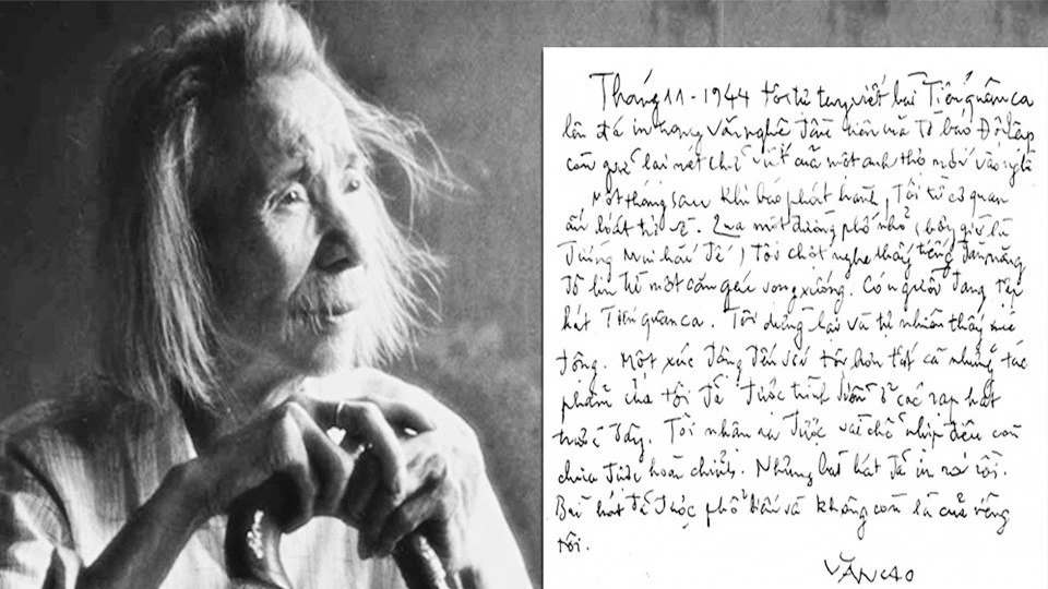 Bút tích của nhạc sĩ Văn Cao kể về bài hát “Tiến Quân ca” được in trên báo Độc Lập năm 1944.