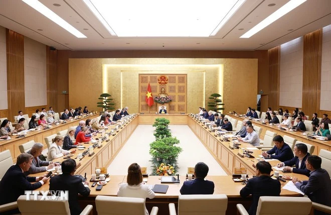 Thủ tướng Phạm Minh Chính làm việc với Đoàn Hội đồng kinh doanh Hoa Kỳ-ASEAN.