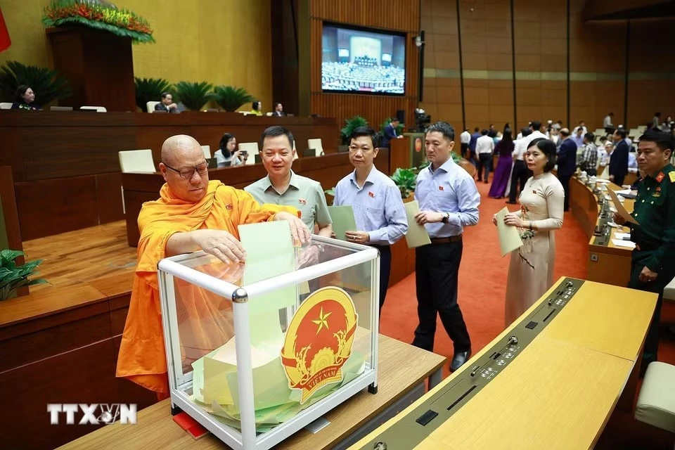 Đại biểu Quốc hội bỏ phiếu phê chuẩn Thẩm phán Tòa án nhân dân Tối cao, Phó Thủ tướng Chính phủ, Bộ trưởng và thành viên khác của Chính phủ.