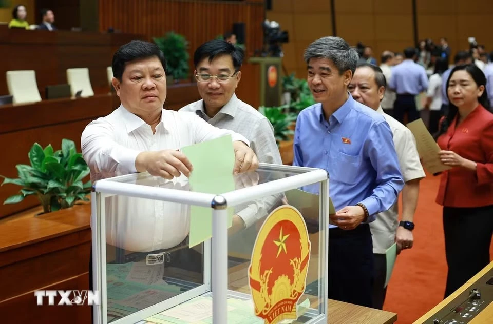 Đại biểu Quốc hội bỏ phiếu phê chuẩn Thẩm phán Tòa án nhân dân Tối cao, Phó Thủ tướng Chính phủ, Bộ trưởng và thành viên khác của Chính phủ.