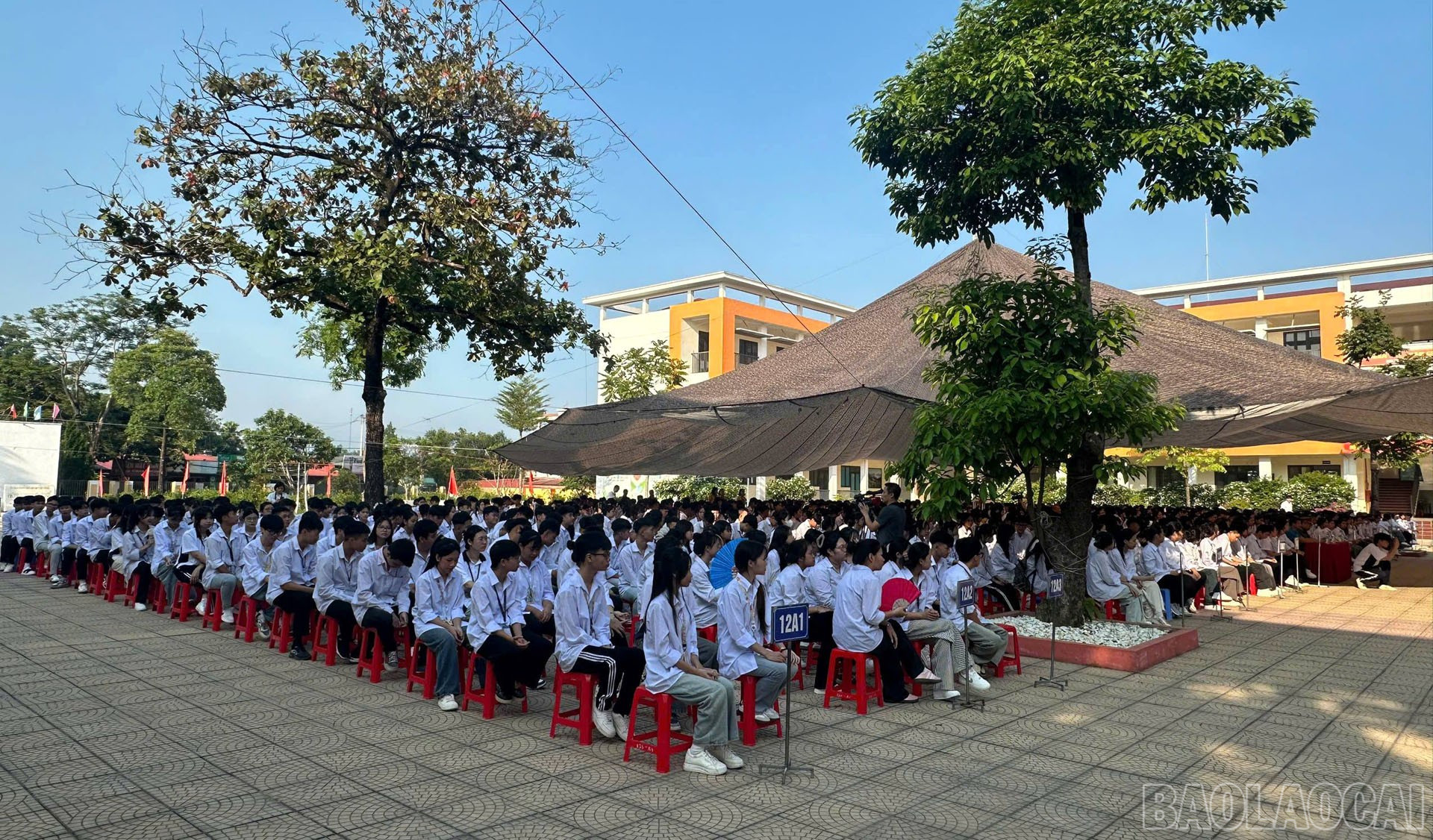 Hơn 900 học sinh hào hứng tham gia chương trình. baolaocai-br_9-9-aulau2.jpg