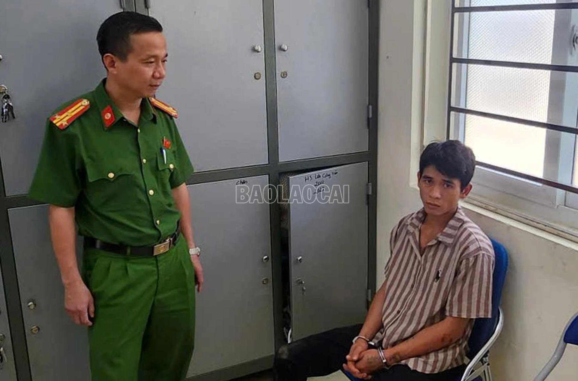 Đối tượng Lê Văn Nam tại cơ quan điều tra.