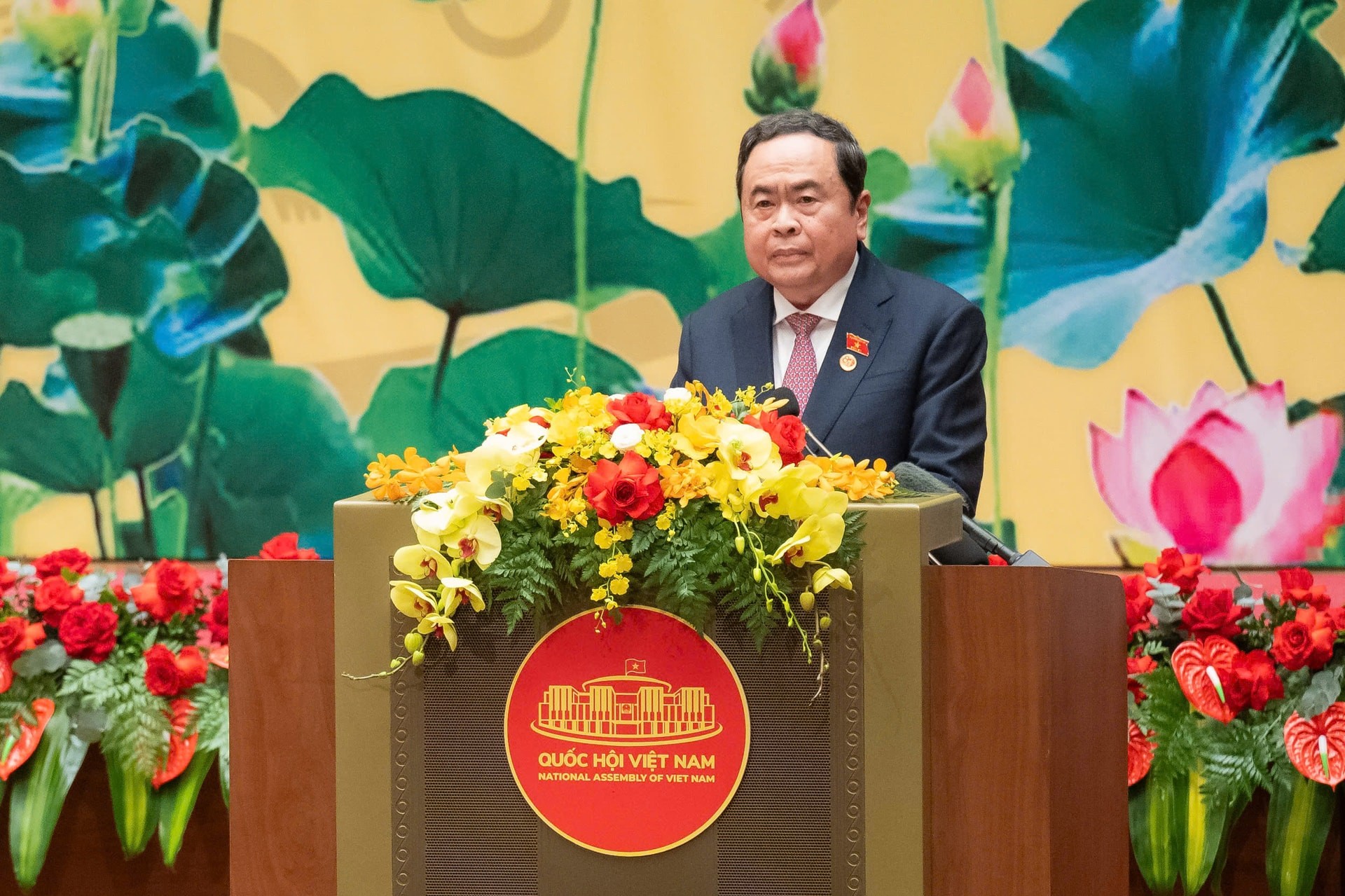 Chủ tịch Quốc hội Trần Thanh Mẫn trình bày diễn văn tại Lễ kỷ niệm 80 năm Ngày tổng tuyển cử đầu tiên bầu Quốc hội Việt Nam.