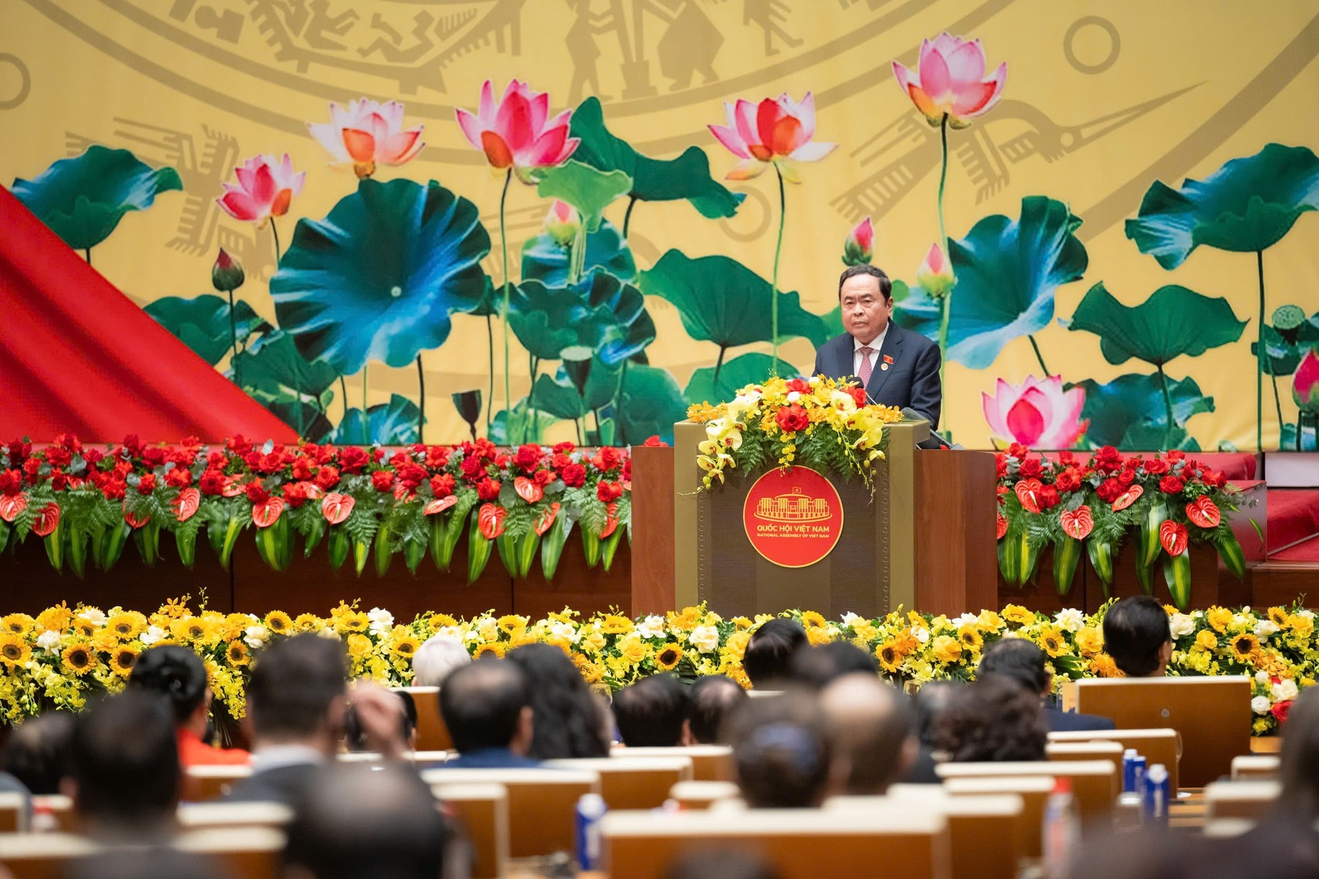 Chủ tịch Quốc hội Trần Thanh Mẫn trình bày diễn văn tại lễ kỷ niệm.