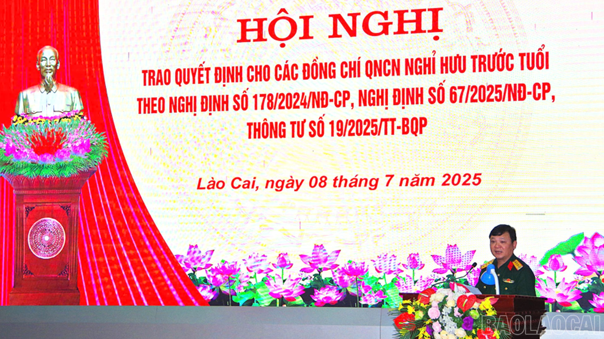 Đại tá Đặng Xuân Thành, Phó Chỉ huy trưởng Bộ CHQS tỉnh phát biểu chỉ đạo Hội nghị. baolaocai-br_9-7-anh1-662.jpg