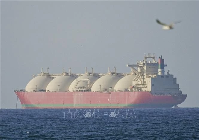 Con tàu di chuyển qua eo biển Hormuz. Ảnh tư liệu: AA/TTXVN