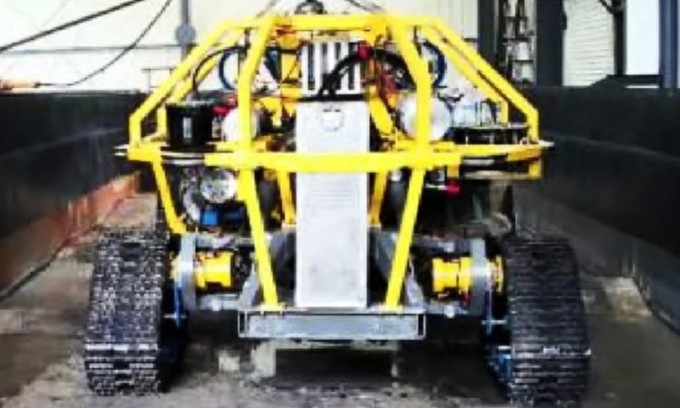 Cỗ xe khai khoáng biển sâu tự động của nhóm nghiên cứu Trung Quốc. Ảnh: Trung tâm khai nghiên cứu kỹ thuật khai khoáng kim loại.
