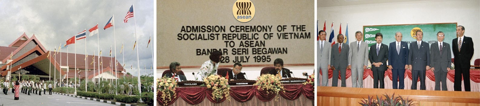 Việt Nam là thành viên chính thức thứ bảy của Hiệp hội các Quốc gia Đông Nam Á (ASEAN), chiều 28/7/1995. Việt Nam là thành viên chính thức thứ bảy của Hiệp hội các Quốc gia Đông Nam Á (ASEAN), chiều 28/7/1995.