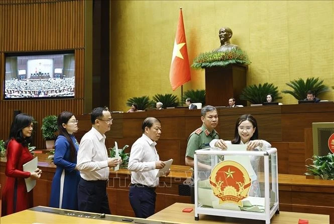 Đại biểu Quốc hội bỏ phiếu.