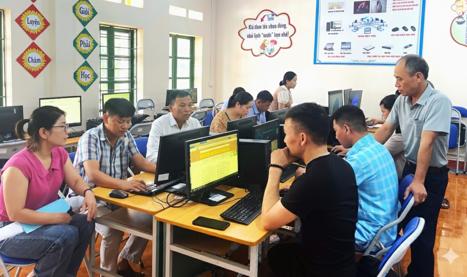 Các học viên thao tác các bước trên cổng Dịch vụ công quốc gia. 6.png