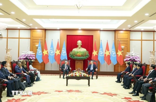 Tổng Bí thư Tô Lâm hội kiến Tổng Thư ký Liên hợp quốc António Guterres.
