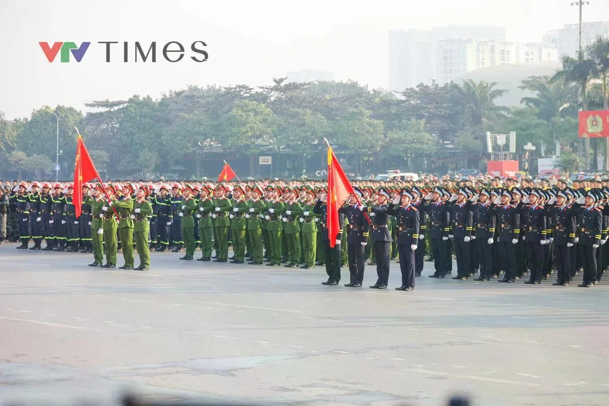 Toàn cảnh Lễ xuất quân và diễn tập phương án bảo vệ Đại hội đại biểu toàn quốc lần XIV của Đảng.