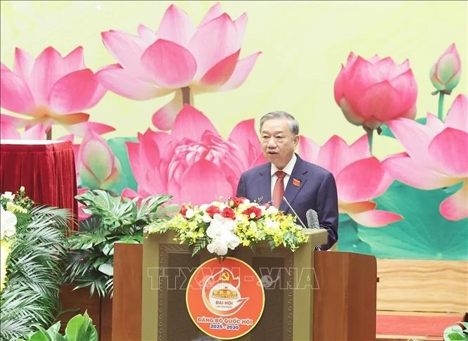 Tổng Bí thư Tô Lâm phát biểu chỉ đạo Đại hội đại biểu Đảng bộ Quốc hội lần thứ I.