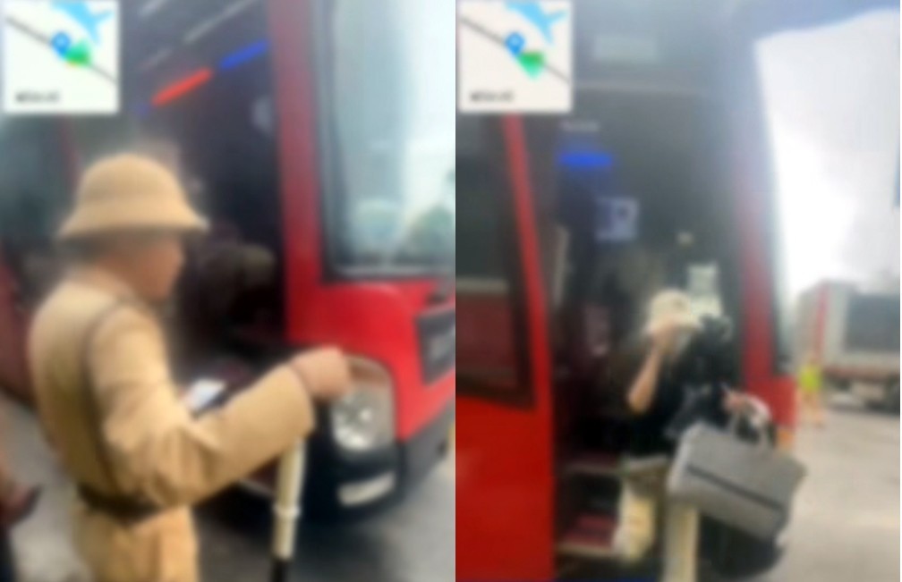 CSGT kiểm tra xe chở khách chở quá số người so với quy định.