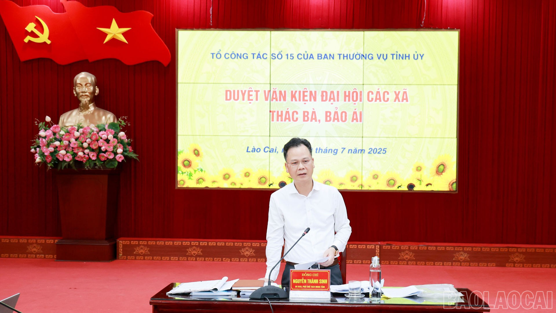 Đồng chí Phó Chủ tịch UBND tỉnh Nguyễn Thành Sinh kết luận buổi làm việc. baolaocai-br_30-7-ong-sinhpct.jpg