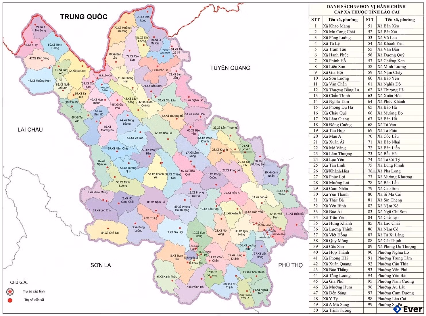 Bản đồ tỉnh Lào Cai mới.