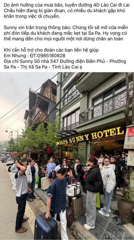Các khách sạn trên địa bàn phường Sa Pa thông báo miễn phí cho khách ở tránh lũ. baolaocai-br_thu-3.jpg
