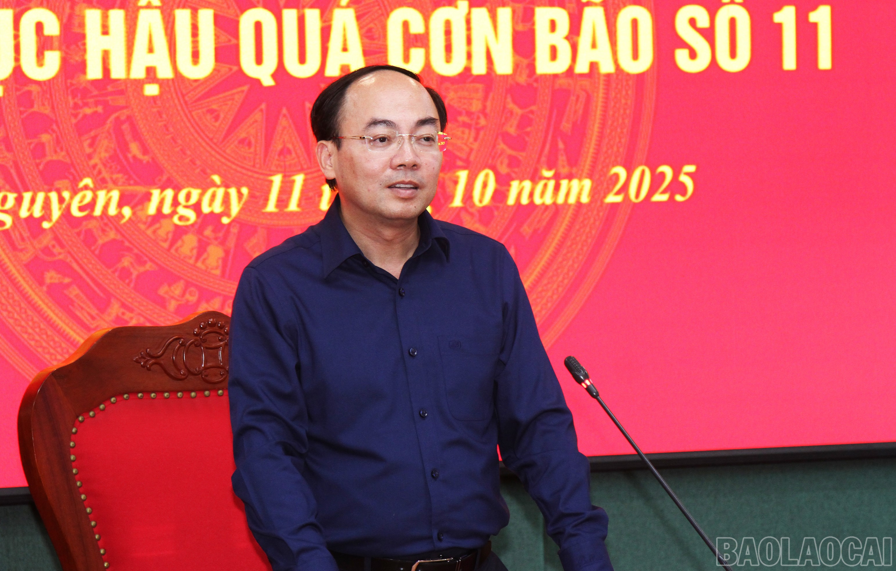 Đồng chí Nguyễn Đăng Bình - Phó Bí thư Thường trực Tỉnh ủy, Chủ tịch HĐND Thái Nguyên phát biểu tại buổi tiếp nhận. baolaocai-br_1.jpg