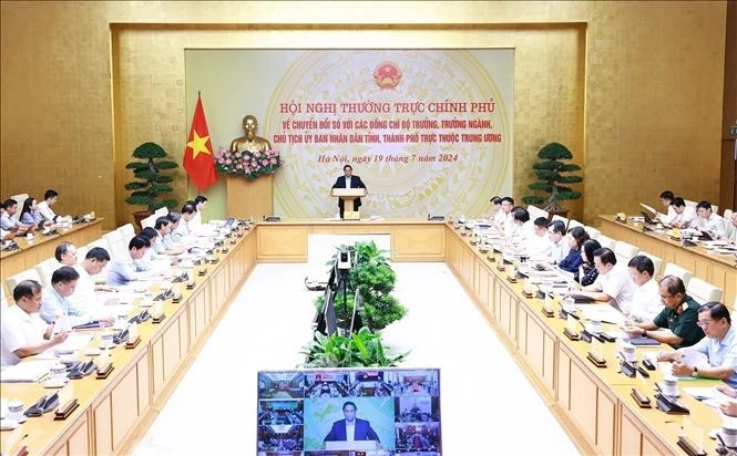 Thủ tướng Phạm Minh Chính chủ trì hội nghị. Ảnh: Dương Giang/TTXVN