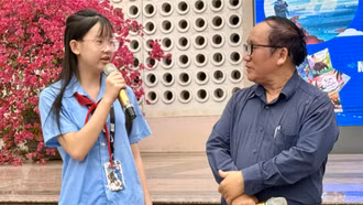 Nhà thơ Trần Đăng Khoa giao lưu với học sinh Trường THCS Lê Quý Đôn