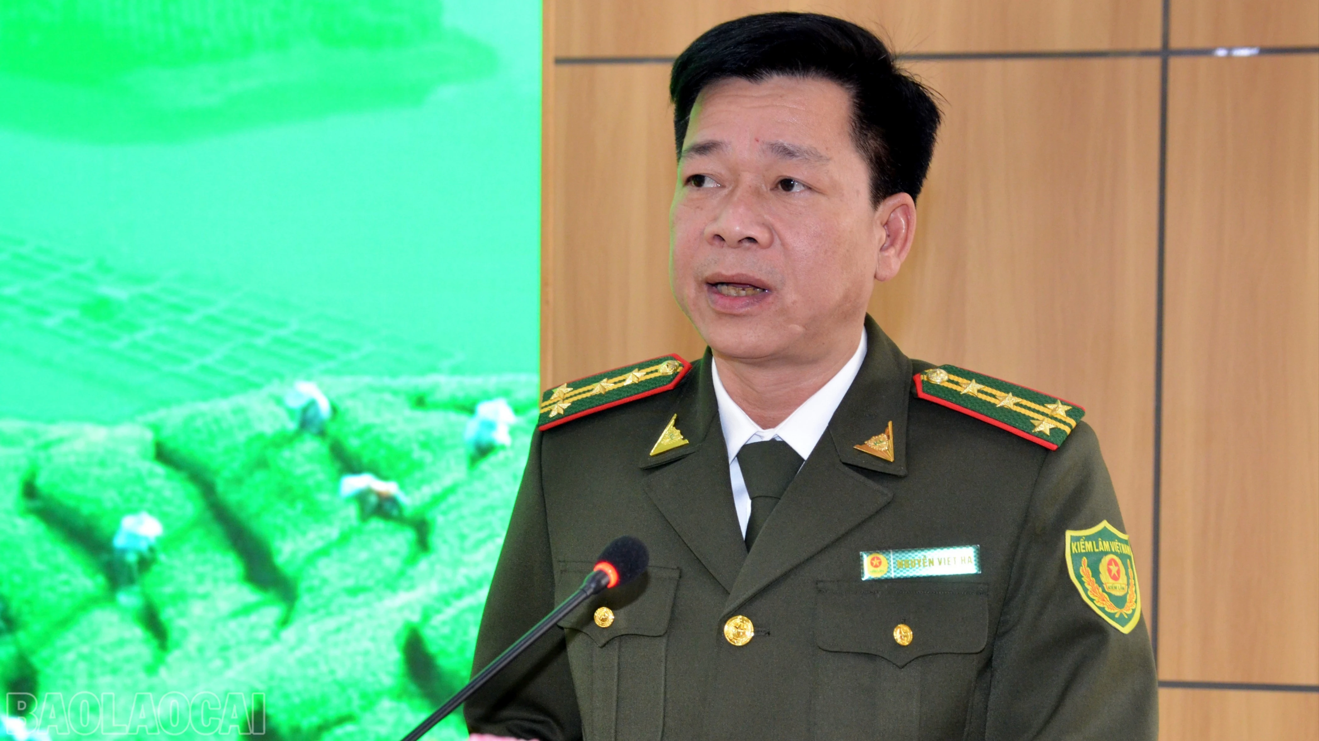 Lãnh đạo Chi cục Kiểm lâm phát biểu tham luận tại hội nghị.